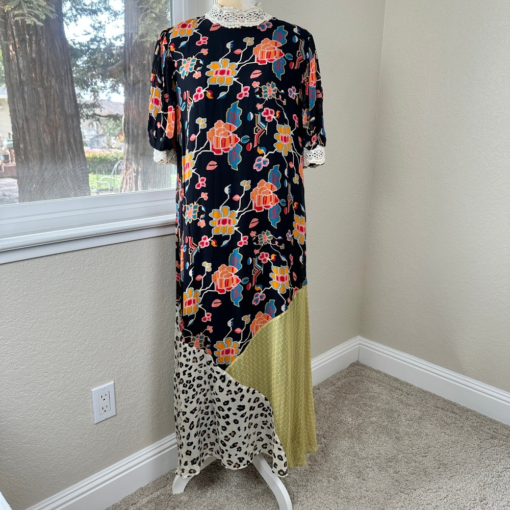 Anthropologie Verb Pallavi Singhee Soniya Maxi Dress M Patchwork Lace Boho Flowy - Picture 1 of 12